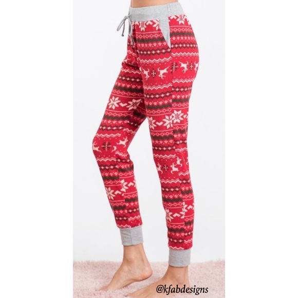 ❤️LAST 2! Soft Holiday Joggers with Side Pockets, Cuffed Ankles and Waist! - Picture 4 of 7
